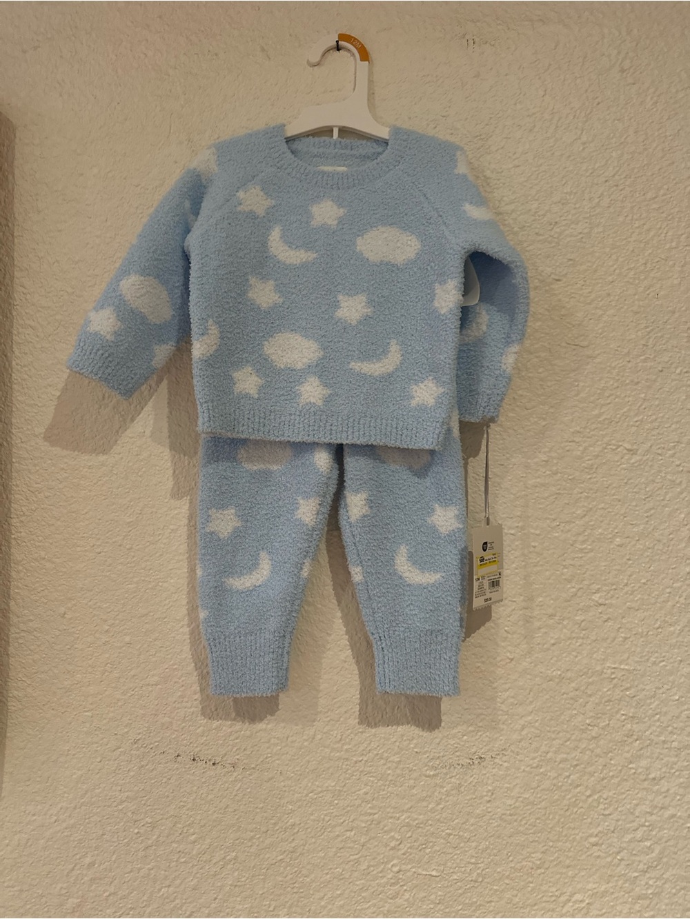 cloud island Light Blue Moon & Stars Plush Kids Pajama Set
